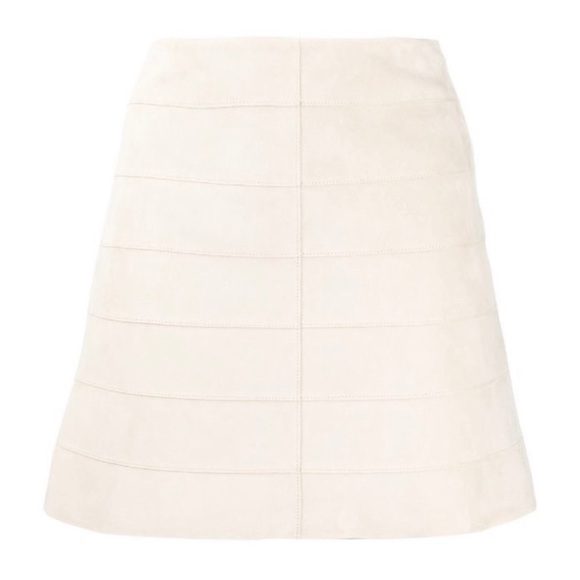 NEW THEORY STRIPE SEAM SUEDE MINI SKIRT - Picture 9 of 10